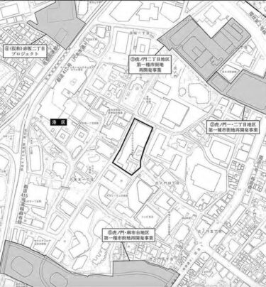 ホテルオークラ東京別館跡地再開発計画：（仮称）六本木一丁目北地区計画・2028年度完成予定